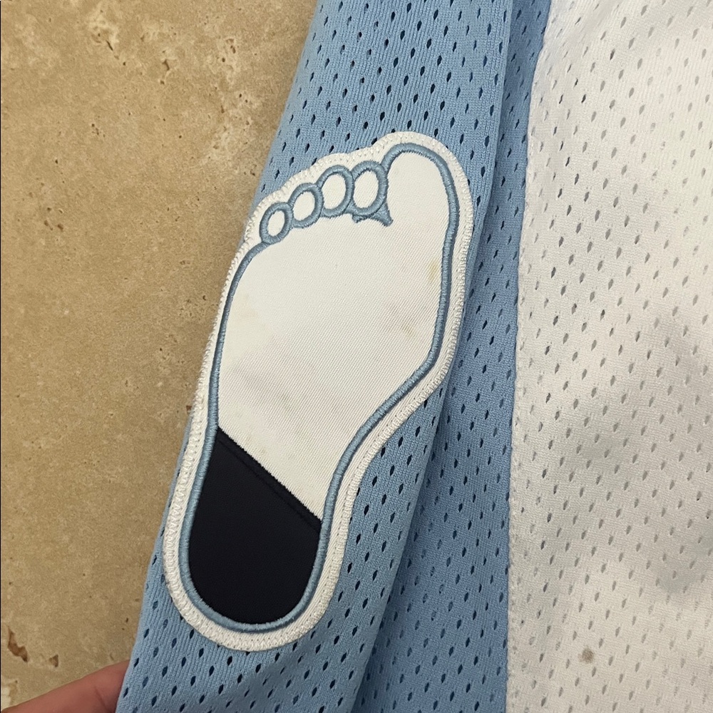 Men's White and Baby Blue North Carolina College Shorts - Picture 6 of 7